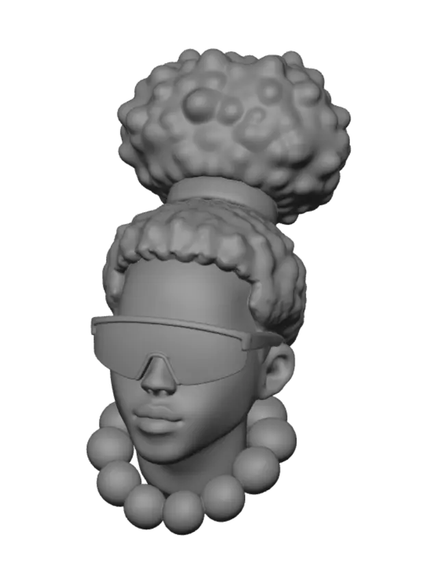 3D model for Azure Afro Queen