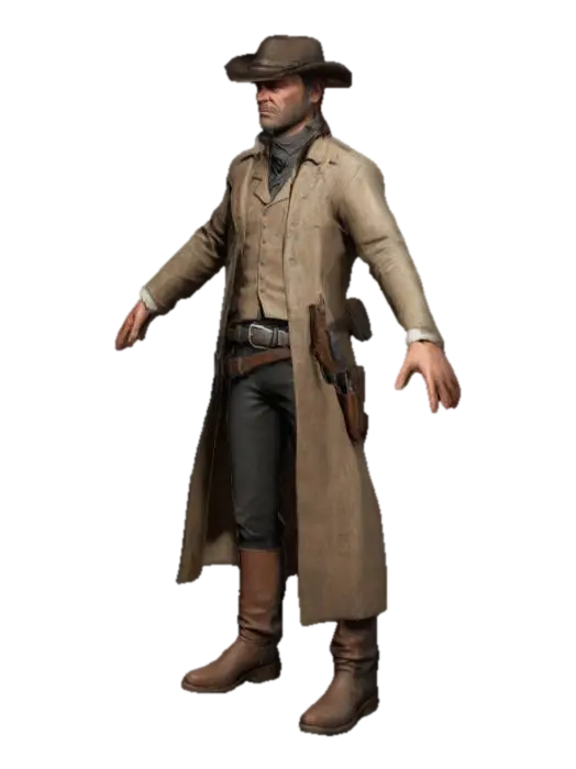 "High-quality, ultra-realistic 3D model of Arthur Morgan from Red Dead… - Highquality 3D model, vytvořený pomocí AI