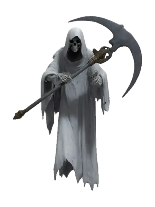 Levitating soul reaper ghost texture with scythe - Spirits 3D model, vytvořený pomocí AI
