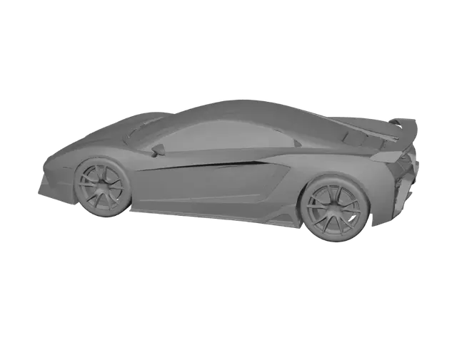 3D model for a car with a long front, 2 door, spoiler at the back