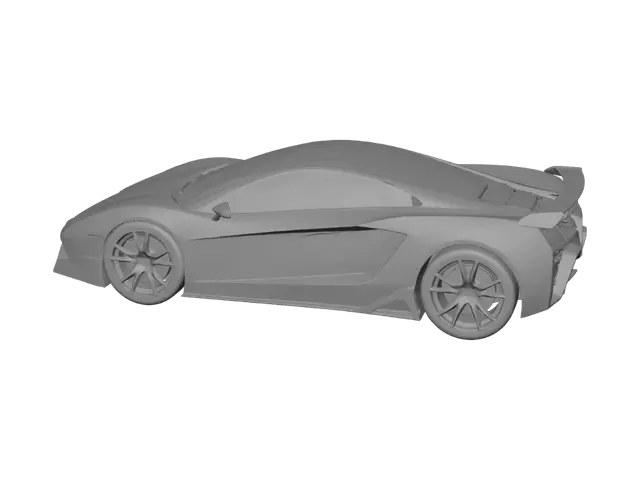 3D model for a car with a long front, 2 door, spoiler at the back