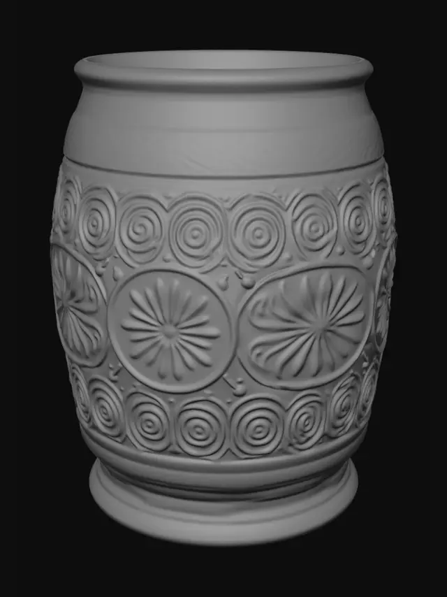 3D model for Macetero azul de cerveza con el mar sin plantas
