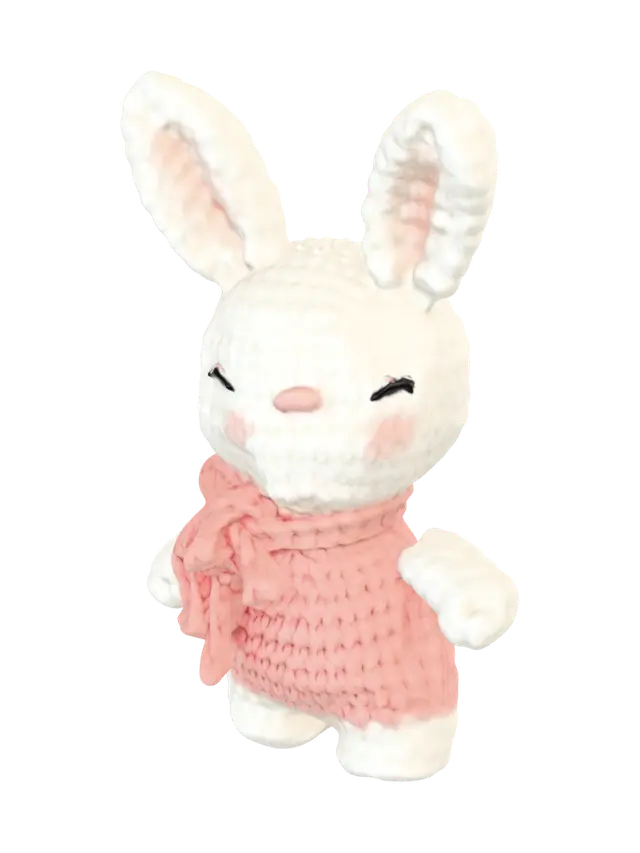 Blushing Crochet Bunny - Amigurumi 3D model, vytvořený pomocí AI