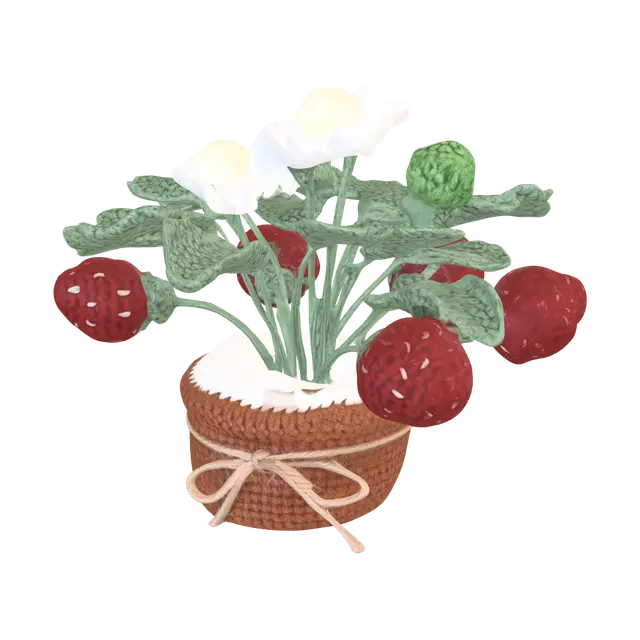 Crocheted Strawberry Garden - Amigurumi 3D model, vytvořený pomocí AI