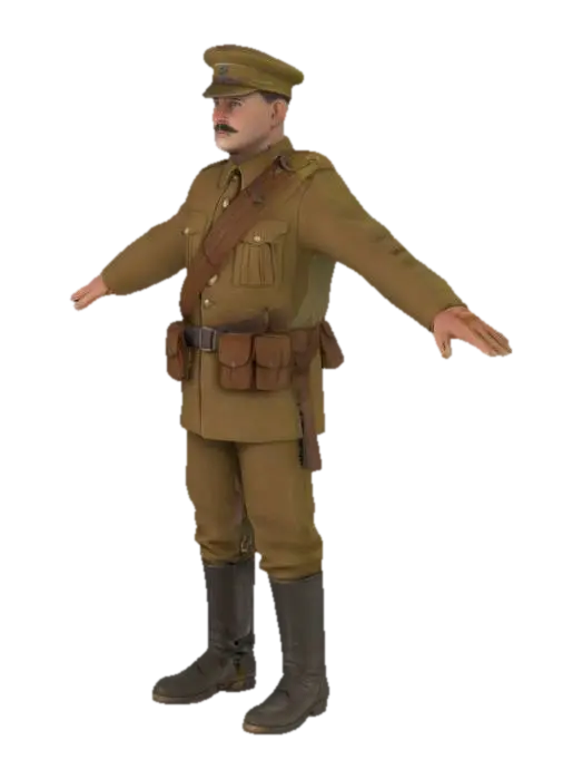 Soldier in Uniform - Ww1 3D model, vytvořený pomocí AI