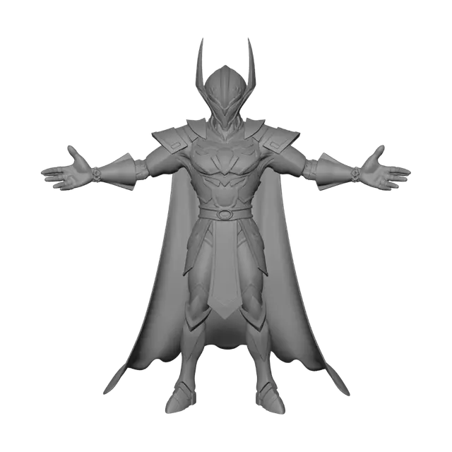 3D model for ONE single humanoid game character, STYLIZED hero-shooter art style like Fortnite and Valorant, stylized but believable proportions, slightly broad shoulders, simplified clean shapes, low-poly game-ready, strict T-POSE: arms straight out horizontally, palms down, fingers spread, legs slightly apart. Young adult man. FACE: stylized clean handsome face, smooth skin, medium eyes, defined jaw, stylized chunky short brown hair as solid shapes not strands, neutral expression. CLOTHES (plain, basic): grey crew-neck short-sleeve t-shirt, dark-blue slim jeans, plain white sneakers. Bare hands. stylized hand-painted look, NOT photorealistic, NOT baby cartoon, NO logos, NO accessories, NO bright colors. clean stylized forms, symmetric, arms separated from torso, plain background