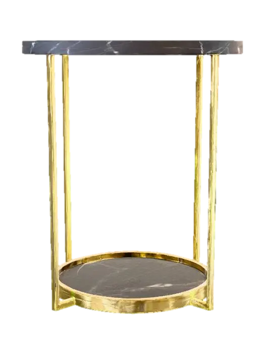 3D model for art deco side table brass circle legs base and black marble top