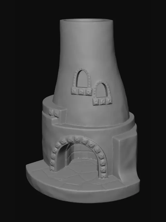 3D model for Corner Adobe Fireplace Flat Backs