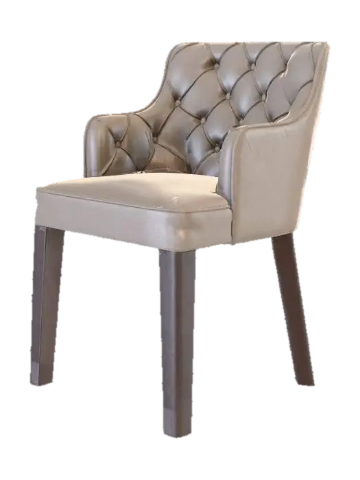 Taupe Tufted Leather Armchair - Royale 3D model, vytvořený pomocí AI