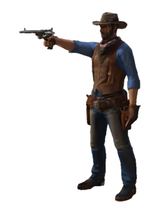 Cowboy Showdown - Wildwest 3D model, vytvořený pomocí AI