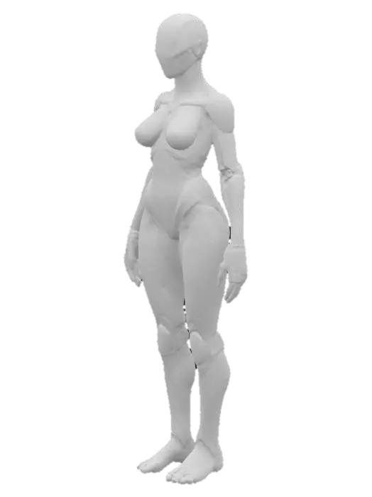 3D model for Biopunk organic armored full body humanoid female character concept with painterly realistic shading, matte and gloss highlights on joints. Organic, Samus Metroid, Giger alien style holes and ribbed details, doom, 40k, Alien