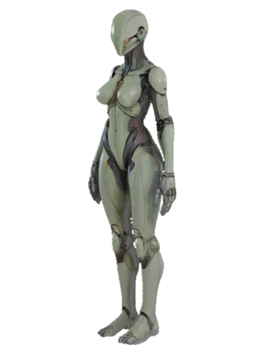 3D model for Biopunk organic armored full body humanoid female character concept with painterly realistic shading, matte and gloss highlights on joints. Organic, Samus Metroid, Giger alien style holes and ribbed details, doom, 40k, Alien