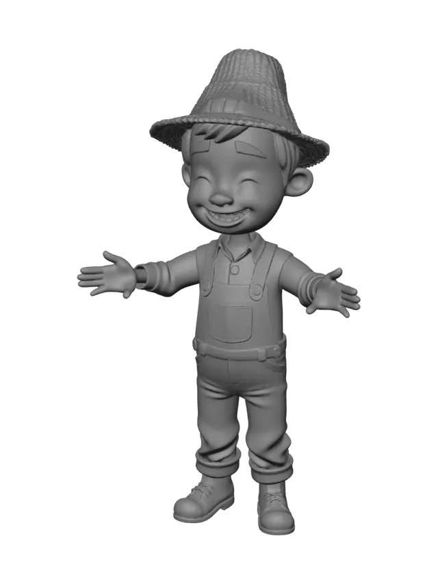 3D model for Cute and beautiful farmer like 30 years old farmer, from a cozy farm game, cozy and realistic