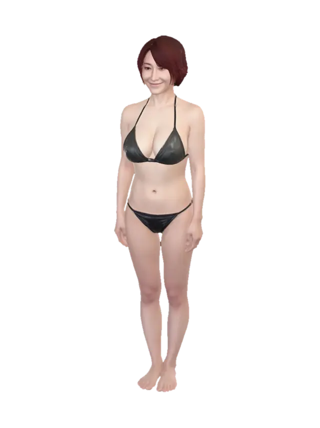 Red-Haired Woman in a Black Bikini - Redhair 3D model, vytvořený pomocí AI