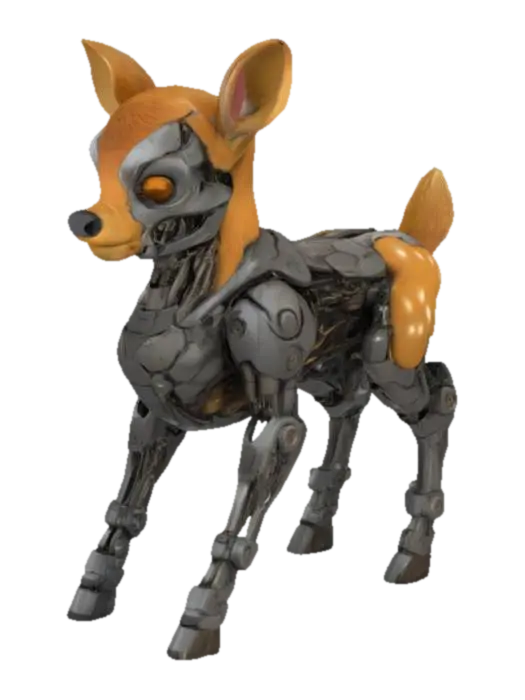 Cyber Fawn 3D model, vytvořený pomocí AI