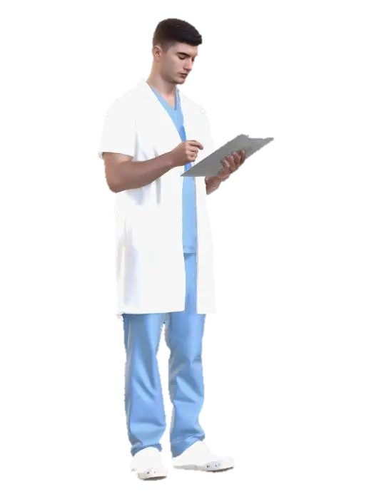 Medical Professional with Clipboard - Doctor 3D model, vytvořený pomocí AI