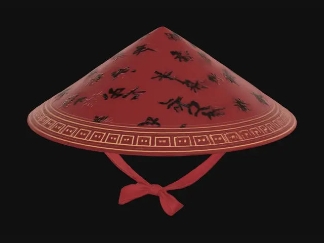 3D model for Crimson Douli Hat with Black Calligraphy