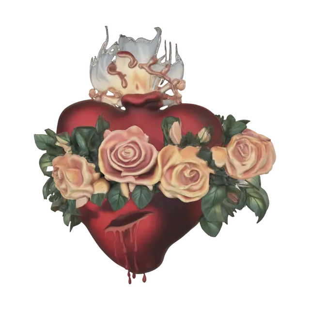3D model for Flaming Heart with Roses
