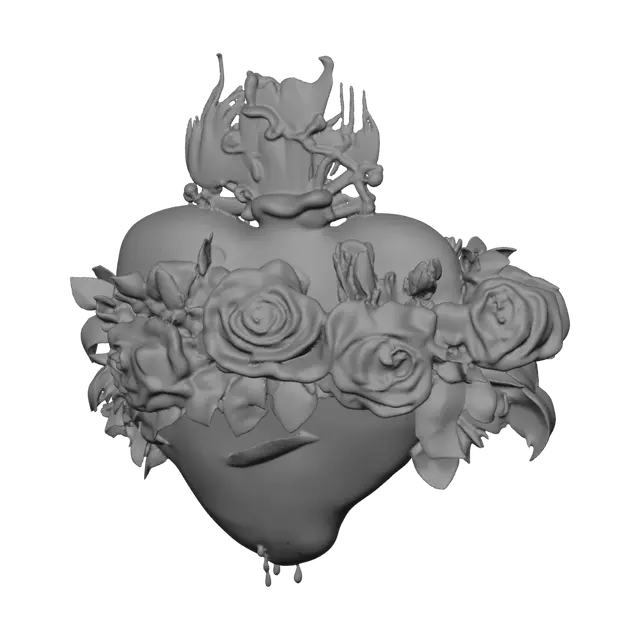 3D model for Flaming Heart with Roses