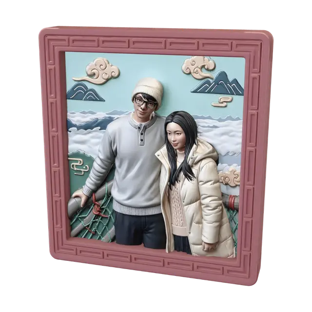 Together in a Framed Landscape 3D model, vytvořený pomocí AI