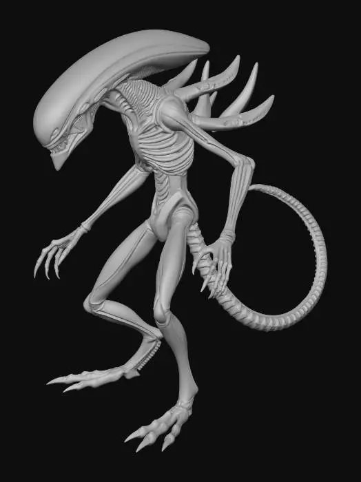 3D model for A never-before-seen apex creature from an unknown world, completely original anatomy, not inspired by any existing species, bizarre but believable evolutionary design, layered translucent tissue, mineral armor plates, glowing internal pulse, multiple sensory structures, unusual limb arrangement, predatory elegance, eerie and majestic appearance, highly detailed realistic creature design, cinematic concept art style, centered, isolated on clean background