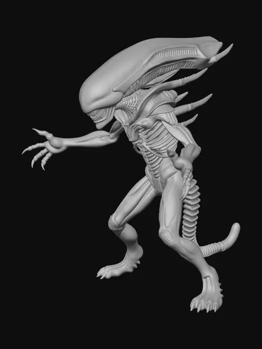 3D model for A never-before-seen apex creature from an unknown world, completely original anatomy, not inspired by any existing species, bizarre but believable evolutionary design, layered translucent tissue, mineral armor plates, glowing internal pulse, multiple sensory structures, unusual limb arrangement, predatory elegance, eerie and majestic appearance, highly detailed realistic creature design, cinematic concept art style, centered, isolated on clean background