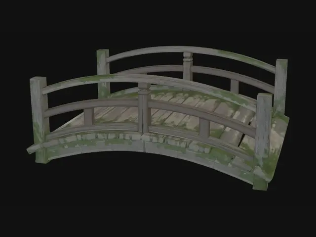 3D model for Moss-Covered Curved Footbridge
