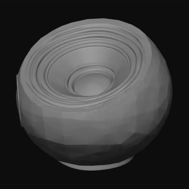 3D model for 一个黄金碗般的小音箱，整体是碗的造型，通体金色，表面上是音箱