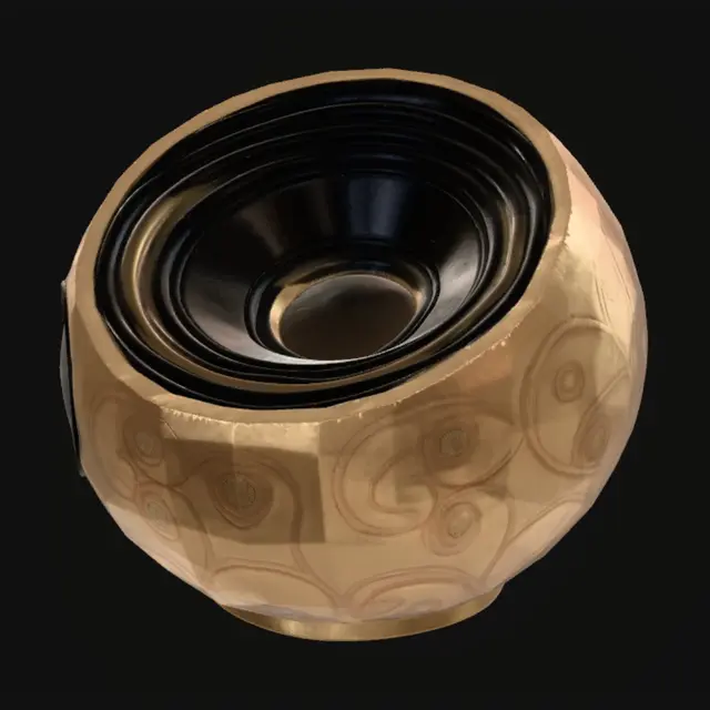 3D model for 一个黄金碗般的小音箱，整体是碗的造型，通体金色，表面上是音箱
