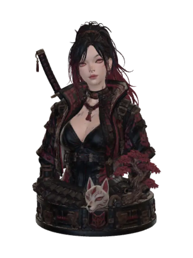 3D model for Crimson Sakura Samurai