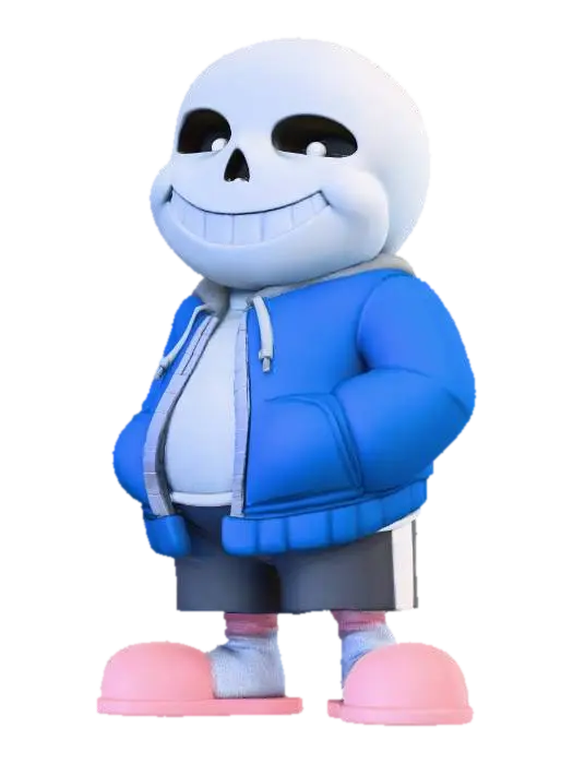 Skeletal Hoodie Character 3D model, vytvořený pomocí AI