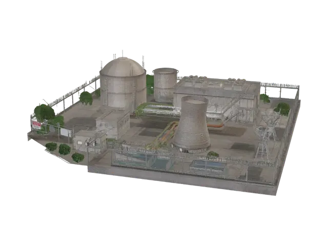 Nuclear Power Plant Exterior 3D model, vytvořený pomocí AI