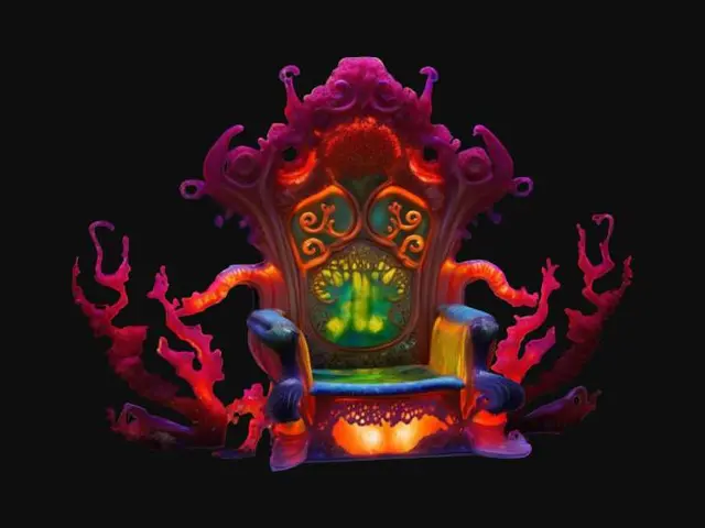 3D model for [Ocean] an elaborate underwater throne made entirely of bioluminescent coral, #AroundTheWorld#