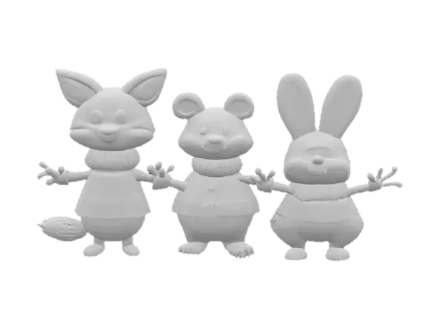 3D model for [Scandinavia], woodland animal snowman characters wearing scandinavian sweaters, #AroundTheWorld#
