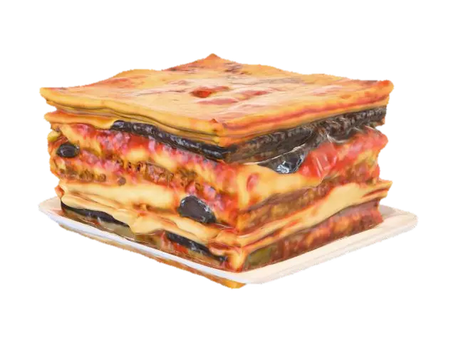 3D model for Highly Detailed, Ultra Realistic, a delicious moussaka on a plate, #food#