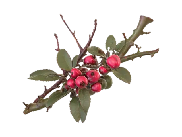 A thorny forest shrub with stiff, woody stems of a dark, reddish-brown, from which… 3D model, vytvořený pomocí AI