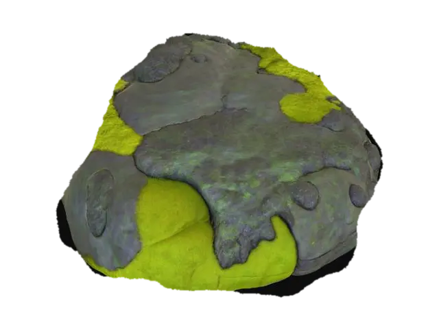 A majestic, gently rounded boulder, its ancient granite surface almost entirely… - Smooth 3D model, vytvořený pomocí AI