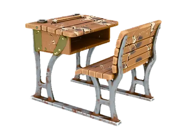 Antique Classroom Desk, #Halloween2025# - Workspace 3D model, vytvořený pomocí AI