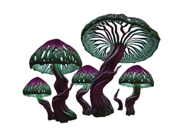 Bioluminescent Mushroom Grove 3D model, vytvořený pomocí AI