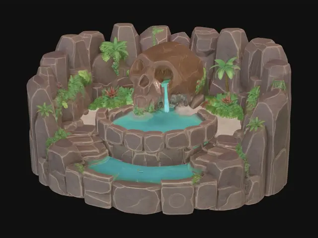 3D model for Skull Rock Waterfall Oasis