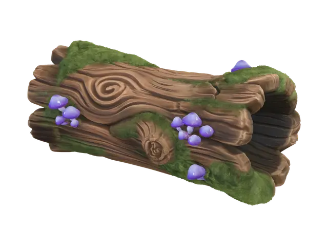 Whimsical Fallen Log - Storybook 3D model, vytvořený pomocí AI