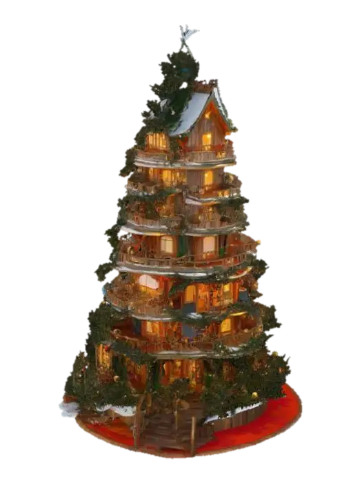 [Antarctica] an elaborate tiered christmas treehouse in a christmas tree,… - Aroundtheworld 3D model, vytvořený pomocí AI