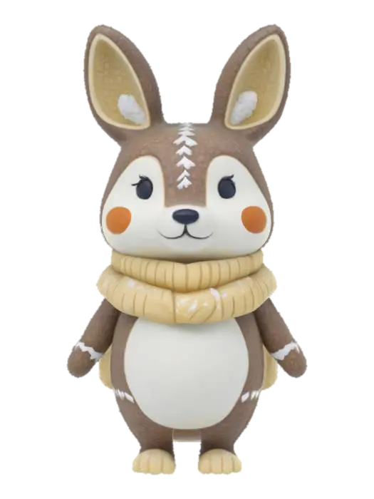 3D model for [Scandinavia] Stylized, Animal Crossing, Snow Sculpture, Nordic-Themed, Woodland Animal, Full Body, #AroundTheWorld#