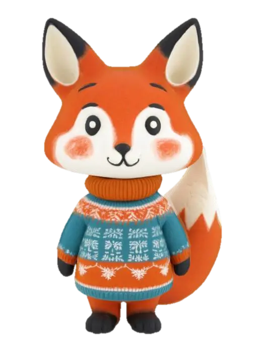 3D model for [Scandinavia] Stylized, Animal Character Snow Sculpture made from snow, Nordic-Themed, Woodland Animal, Scandinavian Sweater, Full Body, #AroundTheWorld#