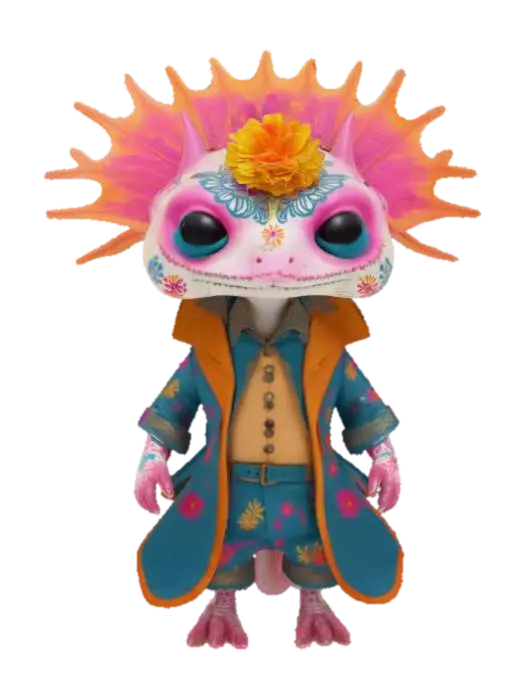 3D model for [Mexico] an Axolotl in a Día de Muertos Outfit, #AroundTheWorld#