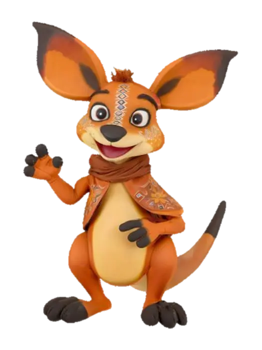 3D model for [Australia] Kangaroo Cartoon Character with Aboriginal-Inspired Body Paint and Cloak, #AroundTheWorld#