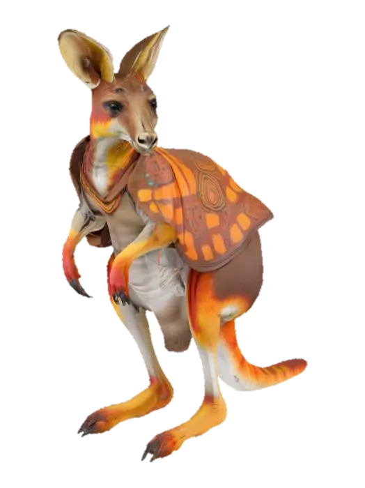 [Australia] Ultra Realistic, Hyper Detailed, Kangaroo with Aboriginal-Inspired… 3D model, vytvořený pomocí AI
