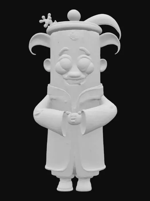 3D model for [China] a cartoonish bamboo character wearing traditional chinese attire, #AroundTheWorld#