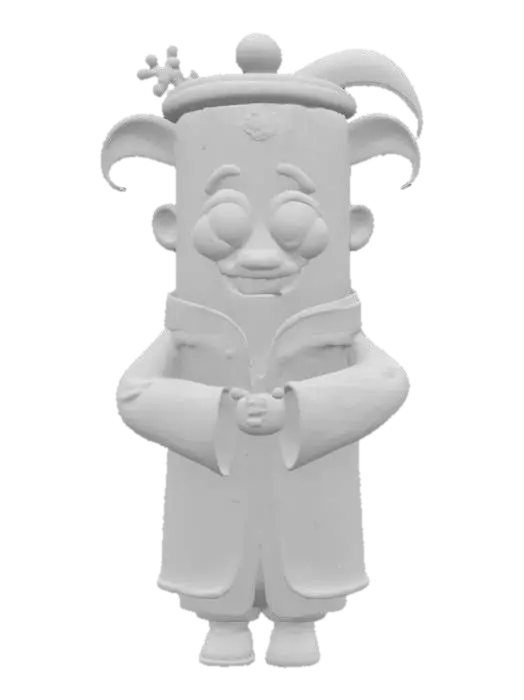 3D model for [China] a cartoonish bamboo character wearing traditional chinese attire, #AroundTheWorld#