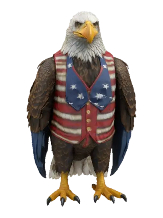 3D model for [United States] Ultra Realistic, Hyper Detailed, Patriotic American-Dressed Bald Eagle, #AroundTheWorld#
